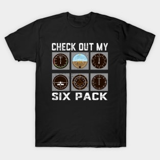 Pilot Aviation Check Out My Six Pack Flying Airplane T-Shirt